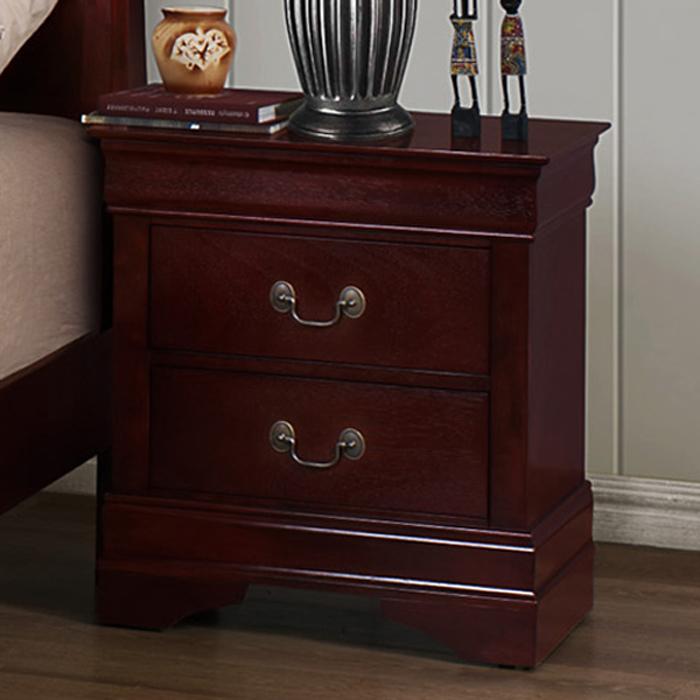 Crown Mark B3800 Louis Phillipe 2 Drawer Nightstand with Metal Bail